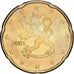 Finlandia, 20 Euro Cent, 2001, Vantaa, MS(63), Nordic gold, KM:102