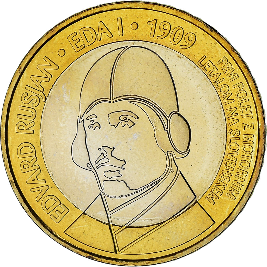 Slovénie, 3 Euro, Edvard Rusjan, 2009, Vantaa, SPL+, Bimétallique