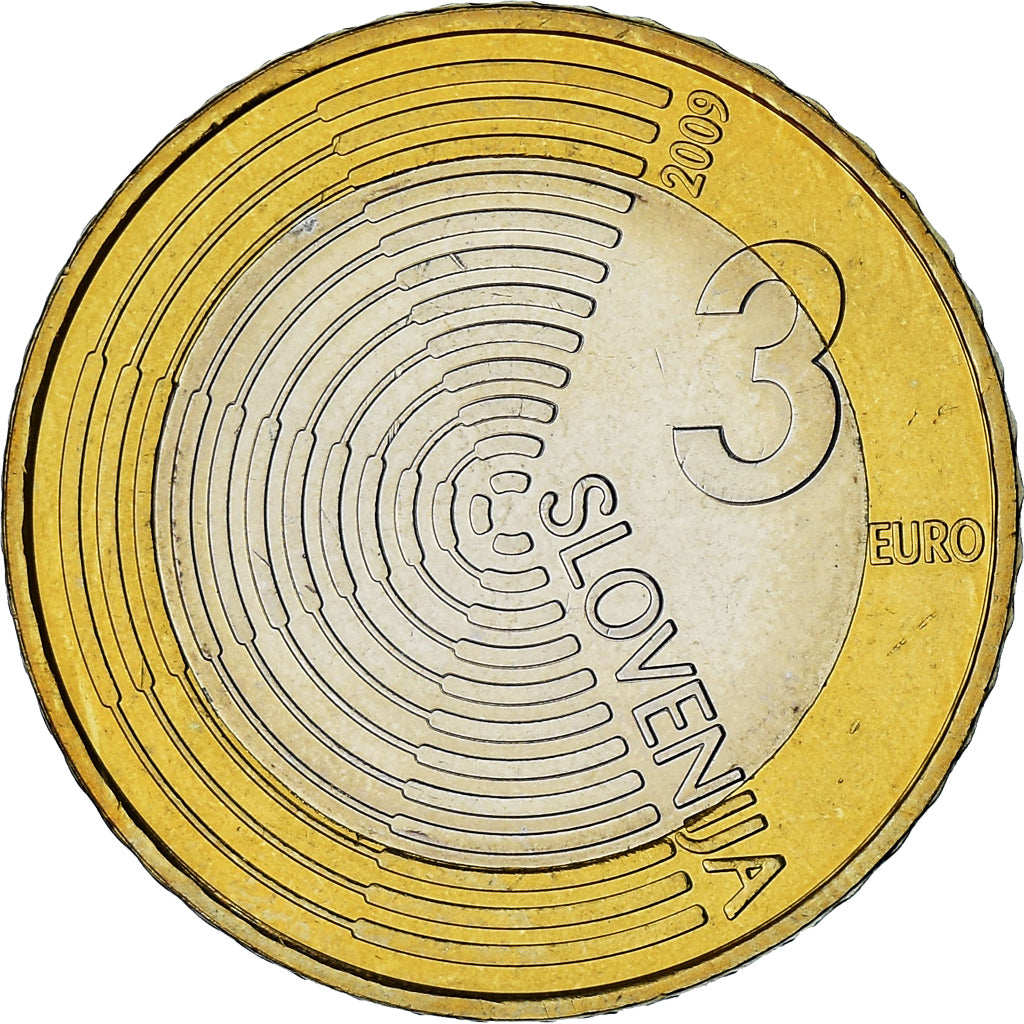 Slovénie, 3 Euro, Edvard Rusjan, 2009, Vantaa, SPL+, Bimétallique