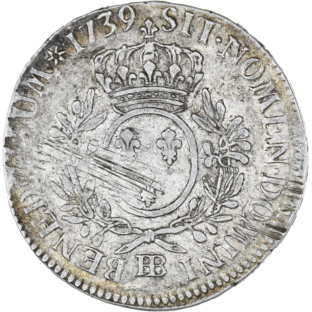 Francja, Louis XV, Ecu aux branches d'olivier, 1739, Strasbourg, VF(30-35)