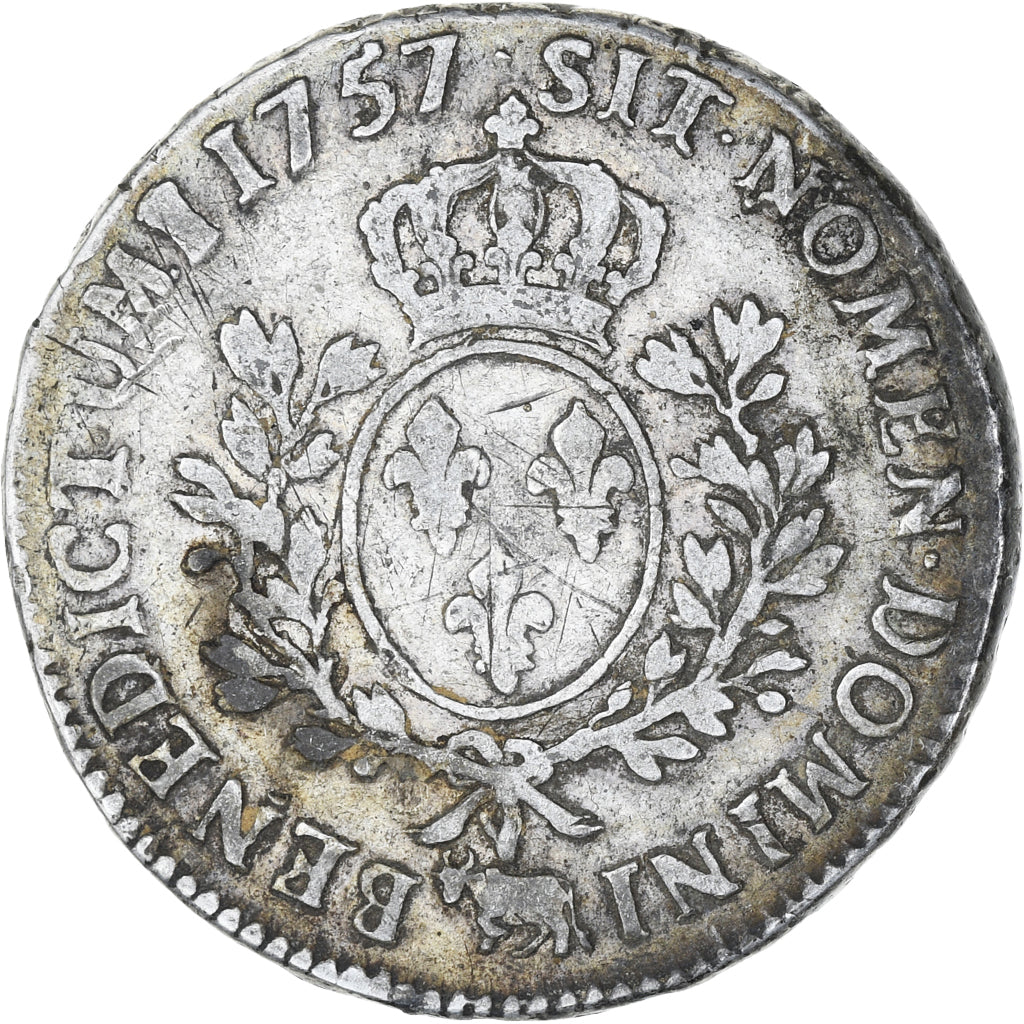 Frankrijk, Louis XV, Écu de Béarn au bandeau, 1757, Pau, FR, Zilver, KM:518