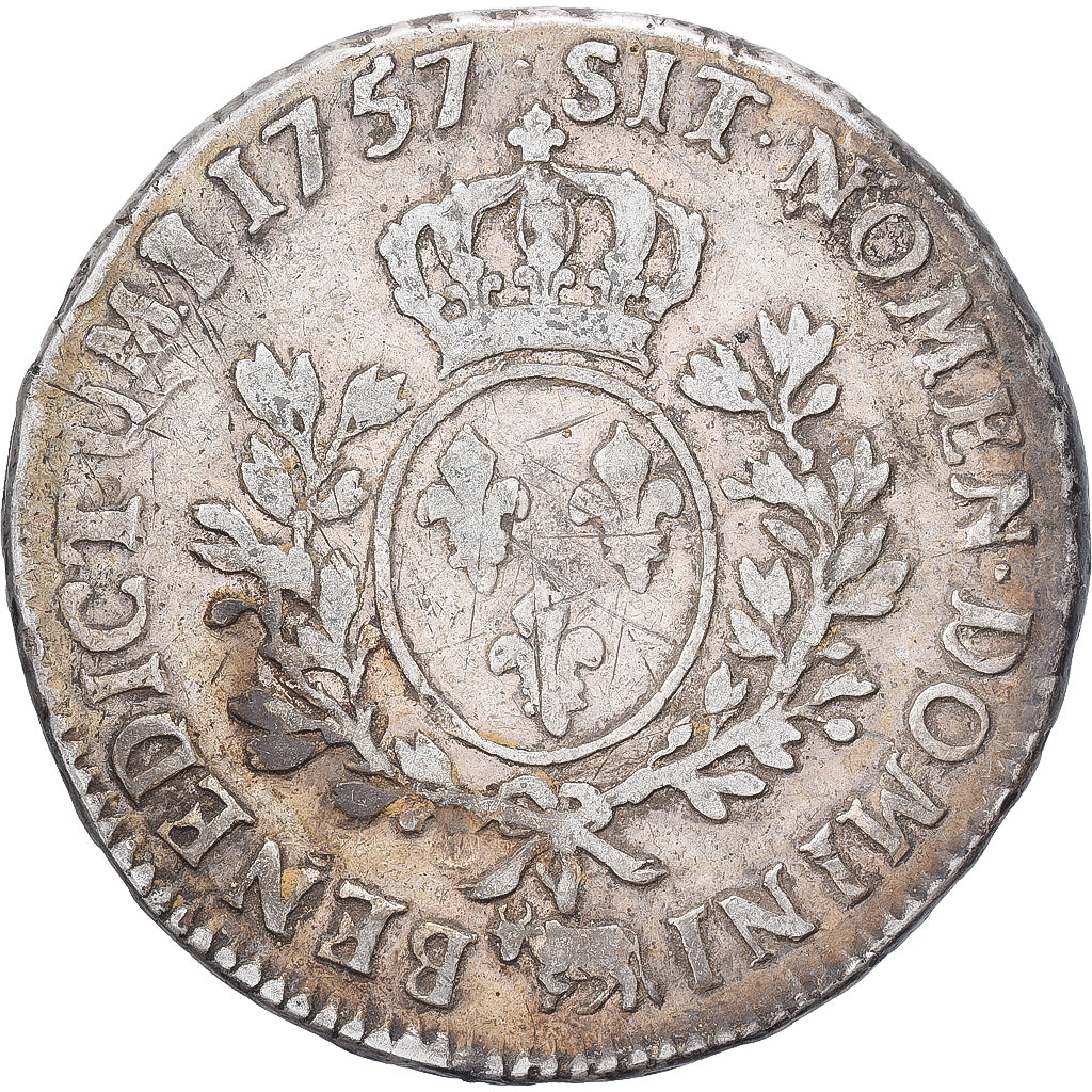France, Louis XV, Écu de Béarn au bandeau, 1757, Pau, TB, Argent