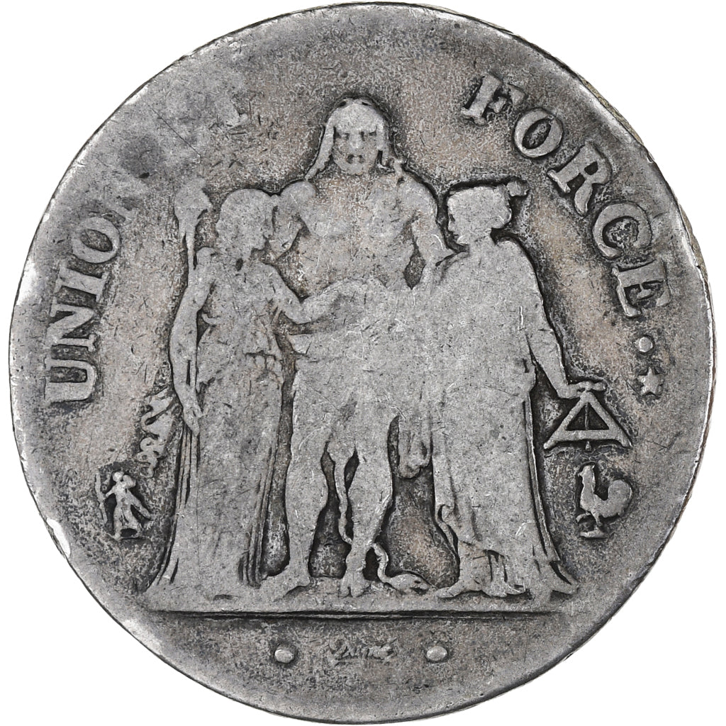 France, Directoire, Union et Force, 5 Francs, AN 7, Paris, VF(20-25), Silver