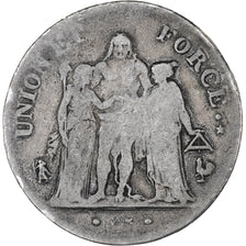 France, Directoire, Union et Force, 5 Francs, AN 7, Paris, VF(20-25), Silver