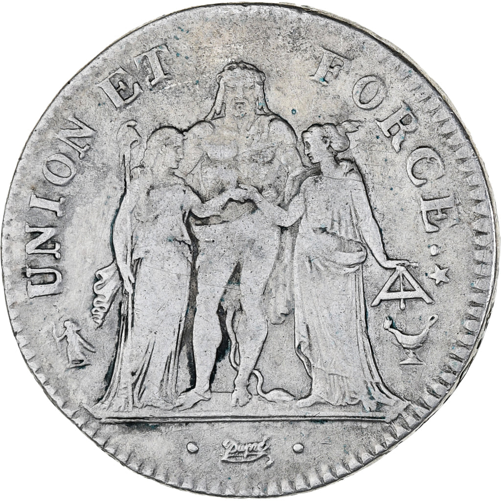 France, Directoire, Union et Force, 5 Francs, AN 7, Bordeaux, VF(30-35), Silver