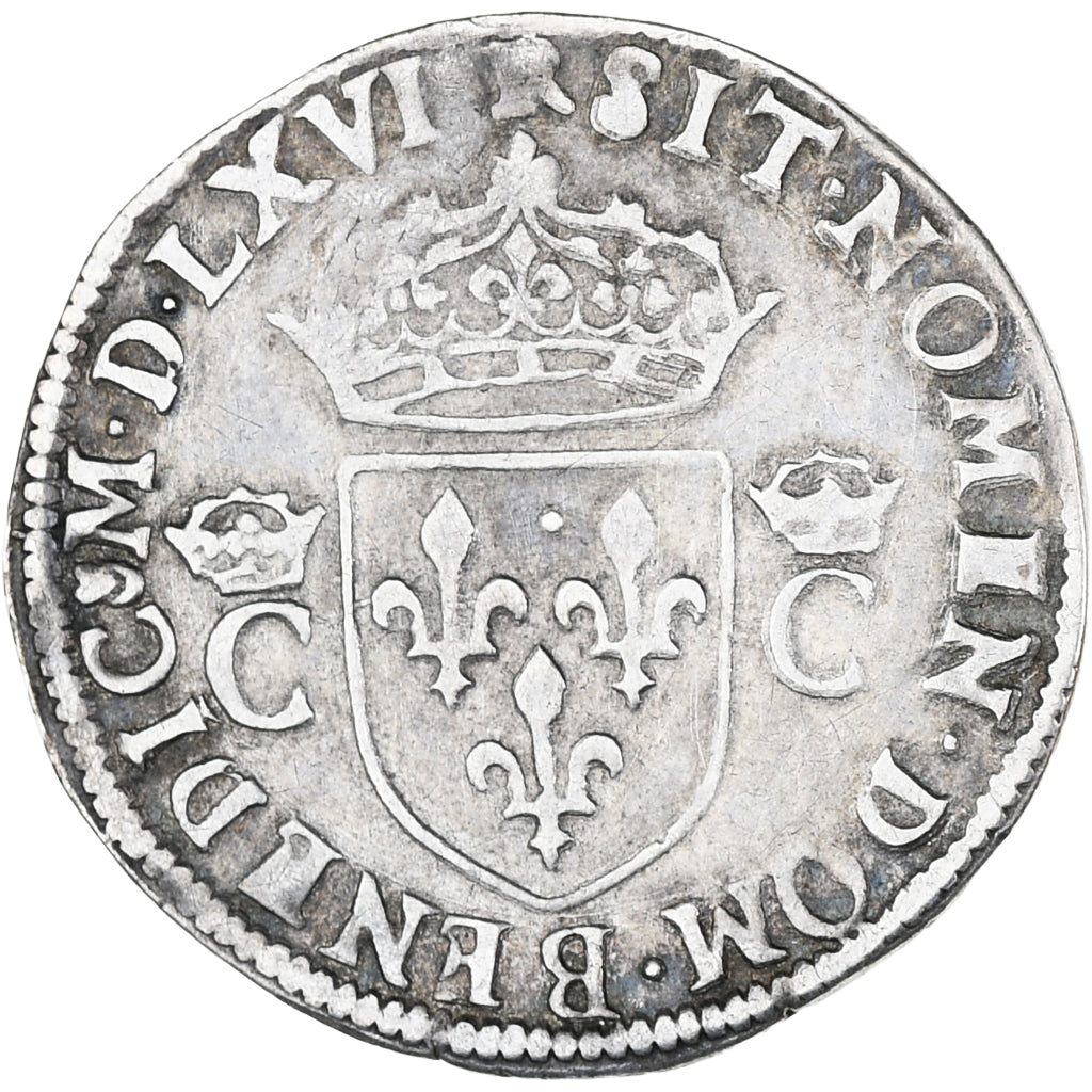 Frankrijk, Charles IX, 1/2 Teston, 1566, Toulouse, ZF, Zilver, Gadoury:419