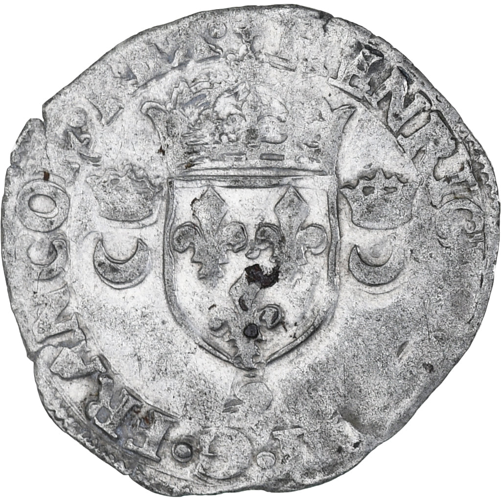 França, Henri II, Douzain aux croissants, 1551, Rennes, VF(30-35), Lingote