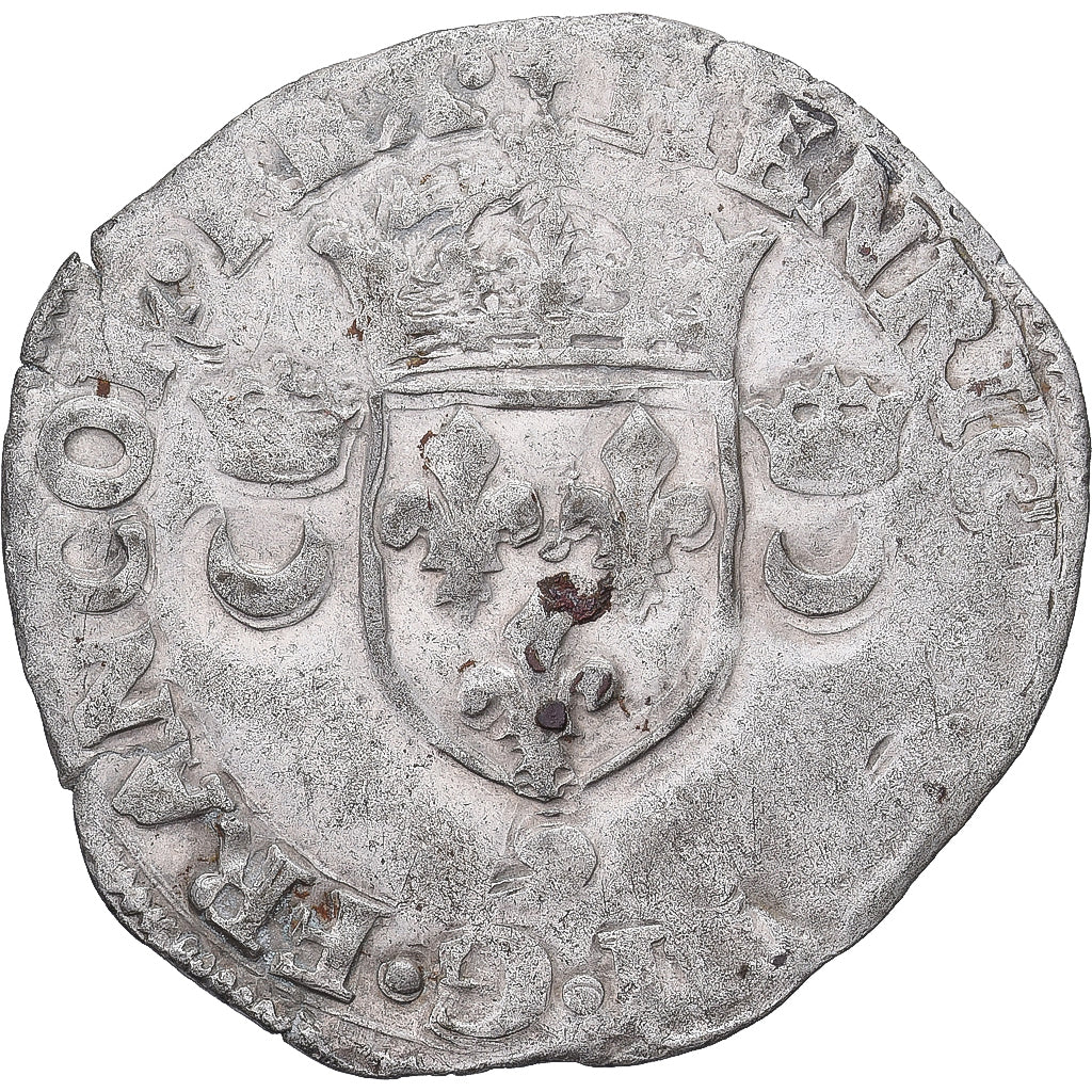 Francja, Henri II, Douzain aux croissants, 1551, Rennes, VF(30-35), Bilon
