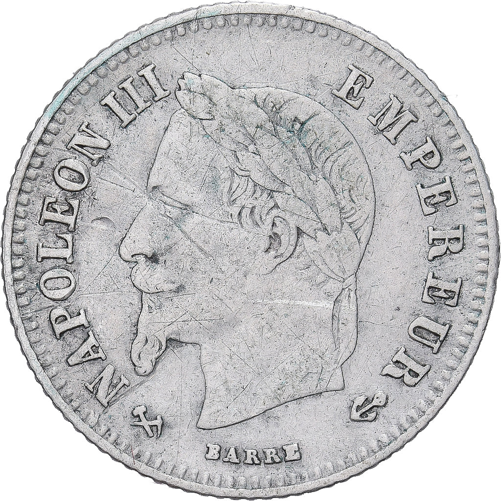 France, Napoleon III, 20 Centimes, 1866, Bordeaux, TB+, Argent, Gadoury:417