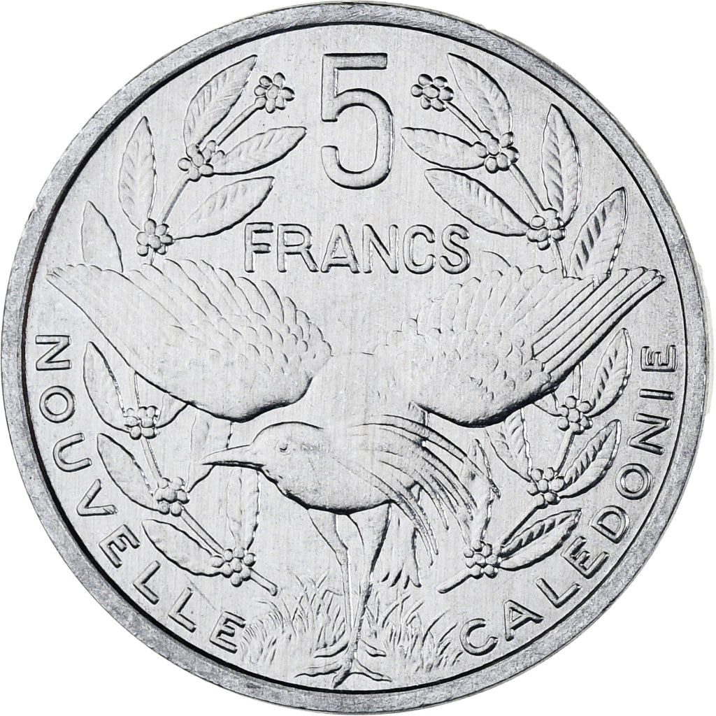 New Caledonia, 5 Francs, 1994, Paris, I.E.O.M., MS(63), Aluminum, KM:16