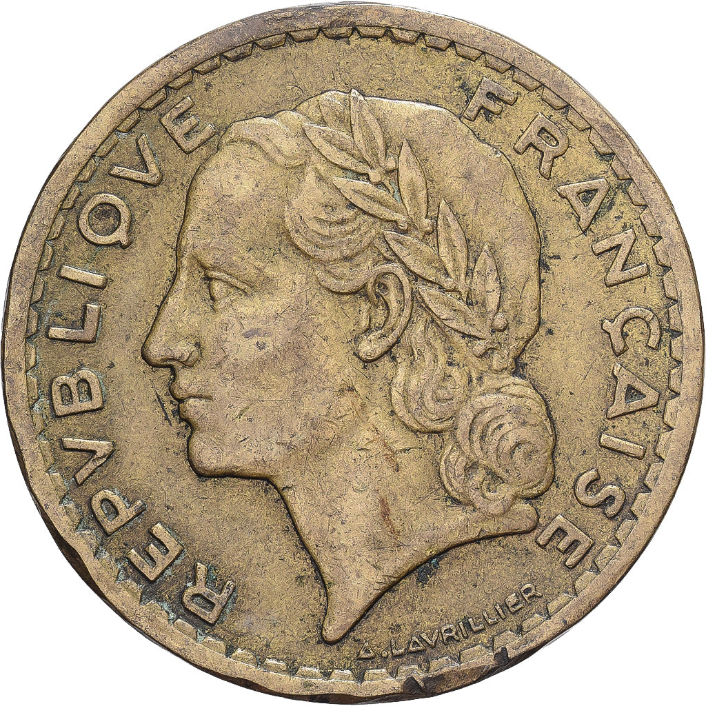 Frankreich, Lavrillier, 5 Francs, 1945, Paris, SS, Cupro-Aluminium, KM:888a.1