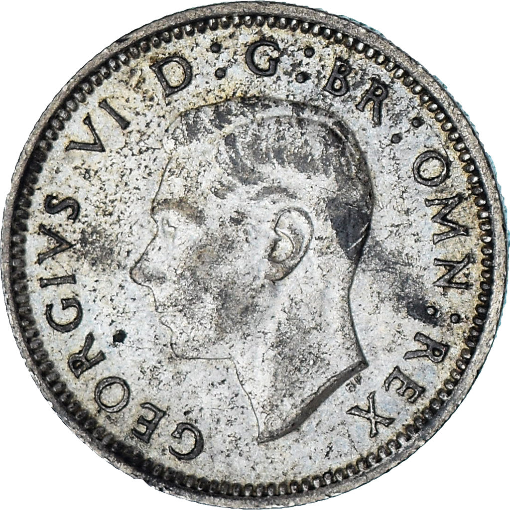 Grã-Bretanha, George VI, 6 Pence, 1944, London, EF(40-45), Prata, KM:852