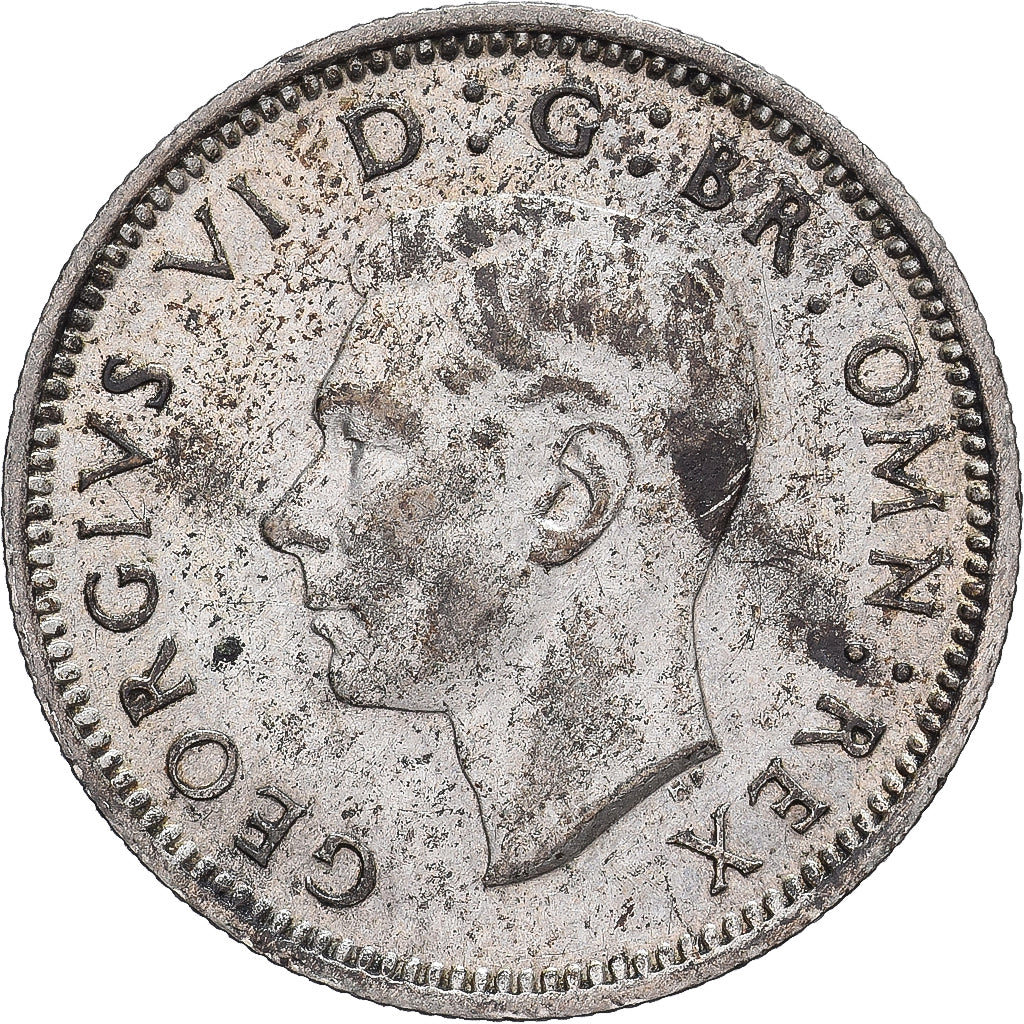 Grã-Bretanha, George VI, 6 Pence, 1944, London, EF(40-45), Prata, KM:852