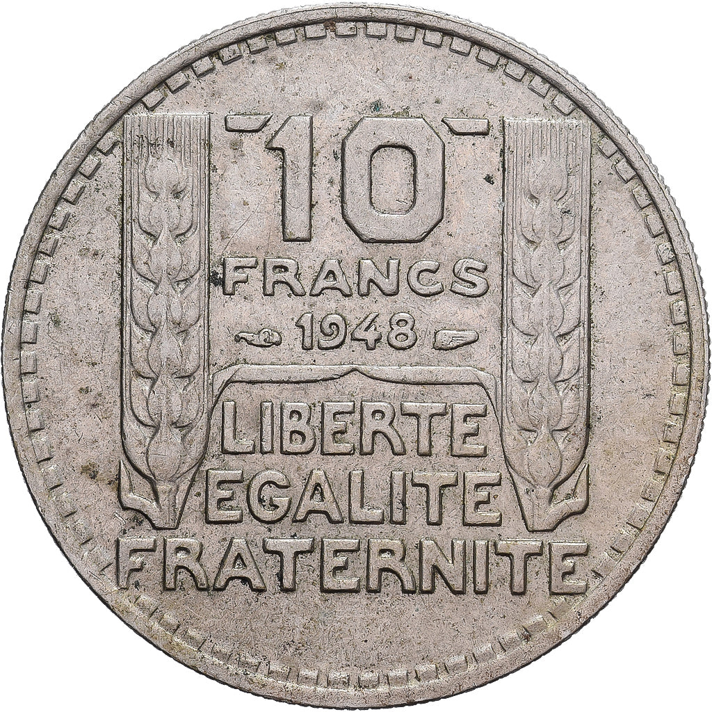 Francia, Turin, 10 Francs, 1948, Paris, MBC, Cobre - níquel, KM:909