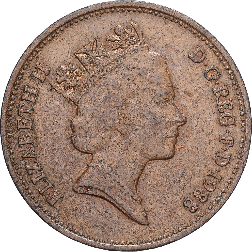 Great Britain, Elizabeth II, 2 Pence, 1988, Llantrisant, EF(40-45), Bronze