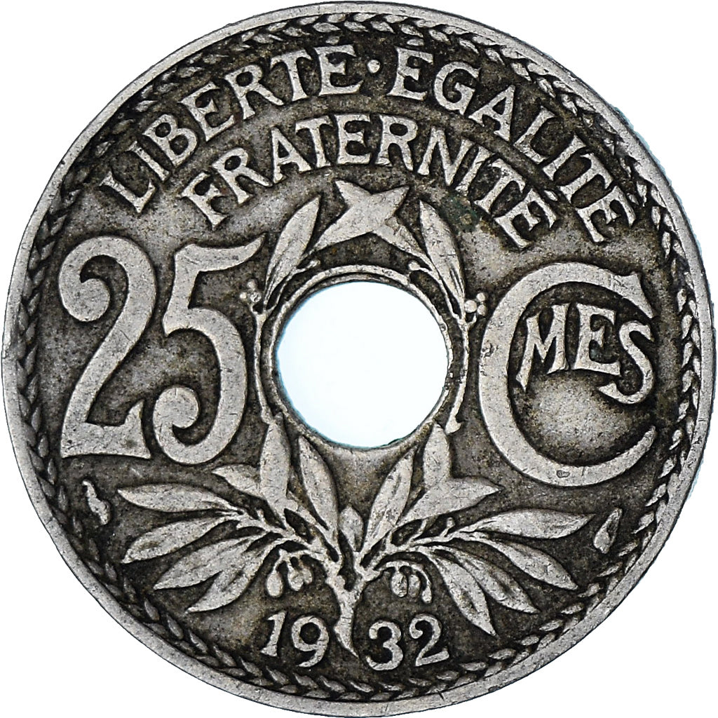 Francia, Lindauer, 25 Centimes, 1932, Paris, MBC, Cobre - níquel, KM:867a