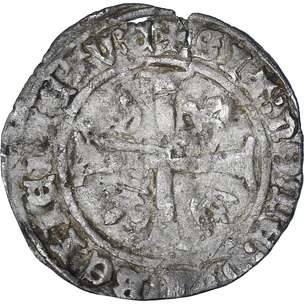 France, Charles VII, Blanc aux lis accotés, Poitiers ?, F(12-15), Billon