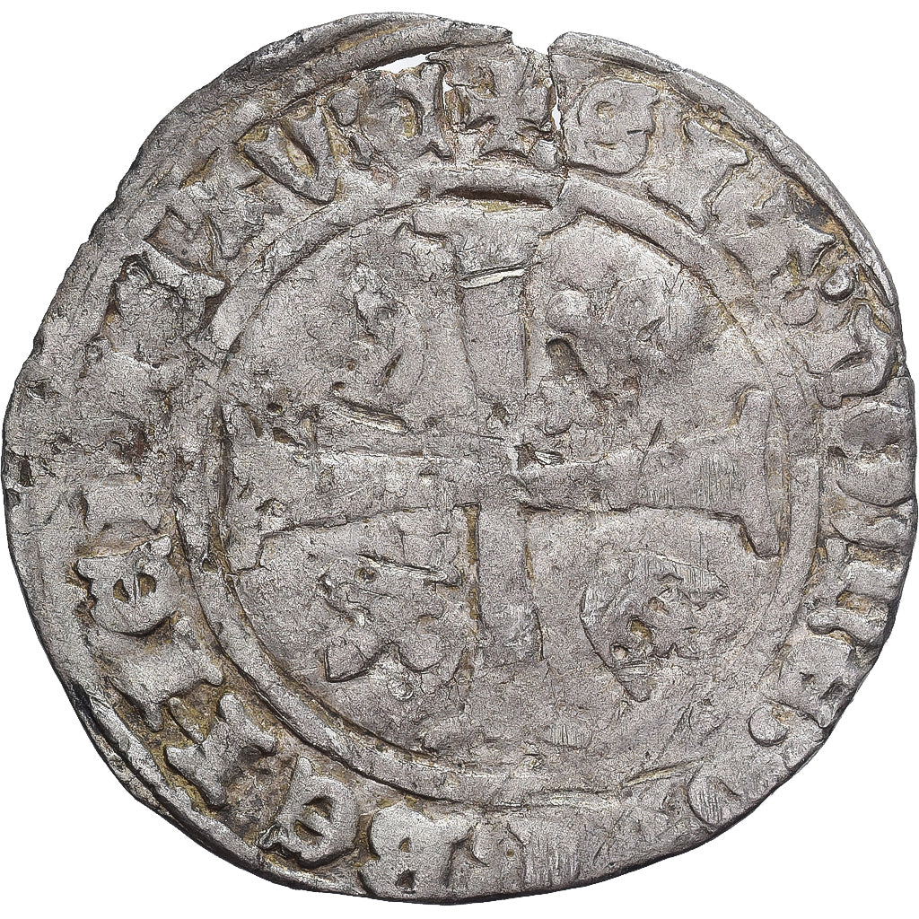 France, Charles VII, Blanc aux lis accotés, Poitiers ?, F(12-15), Billon