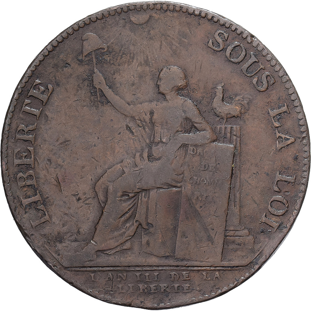 Francia, Monneron à la Liberté, 2 Sols, 1792, Birmingham, BC+, Bronce, KM:Tn25