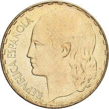 Spain, Rubia, Peseta, 1937, AU(55-58), Bronze-Aluminium, KM:755