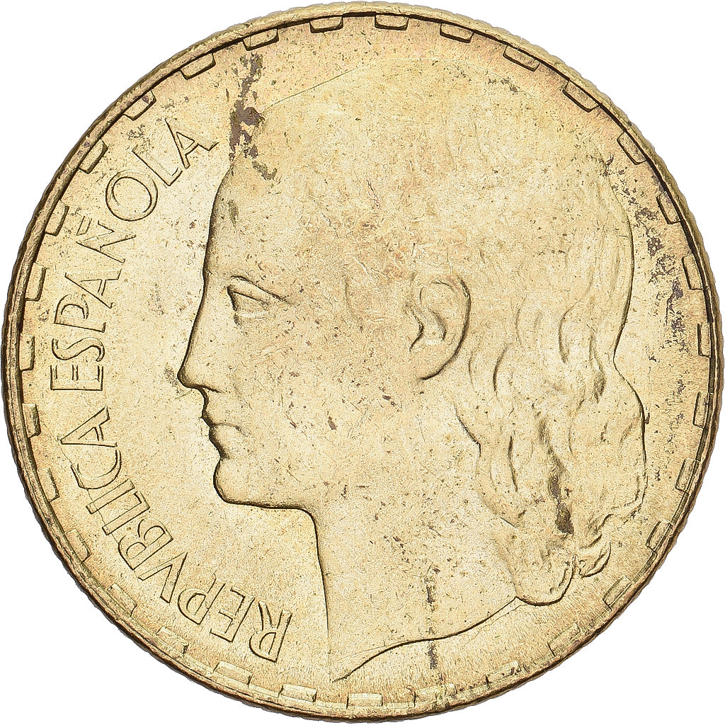 España, Rubia, Peseta, 1937, EBC, Bronce - aluminio, KM:755
