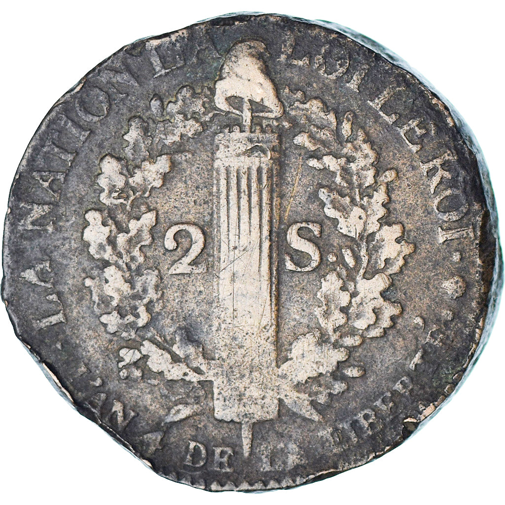 Frankreich, Louis XVI, 2 sols François, 1792 / AN 4, Toulouse, S, Kupfer
