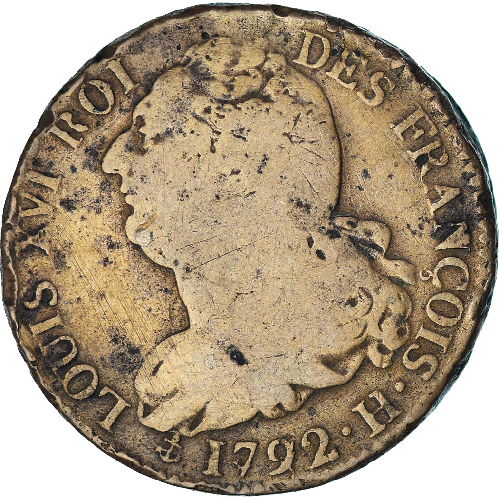 Frankreich, Louis XVI, 2 sols François, 1792 / AN 4, La Rochelle, S, Kupfer
