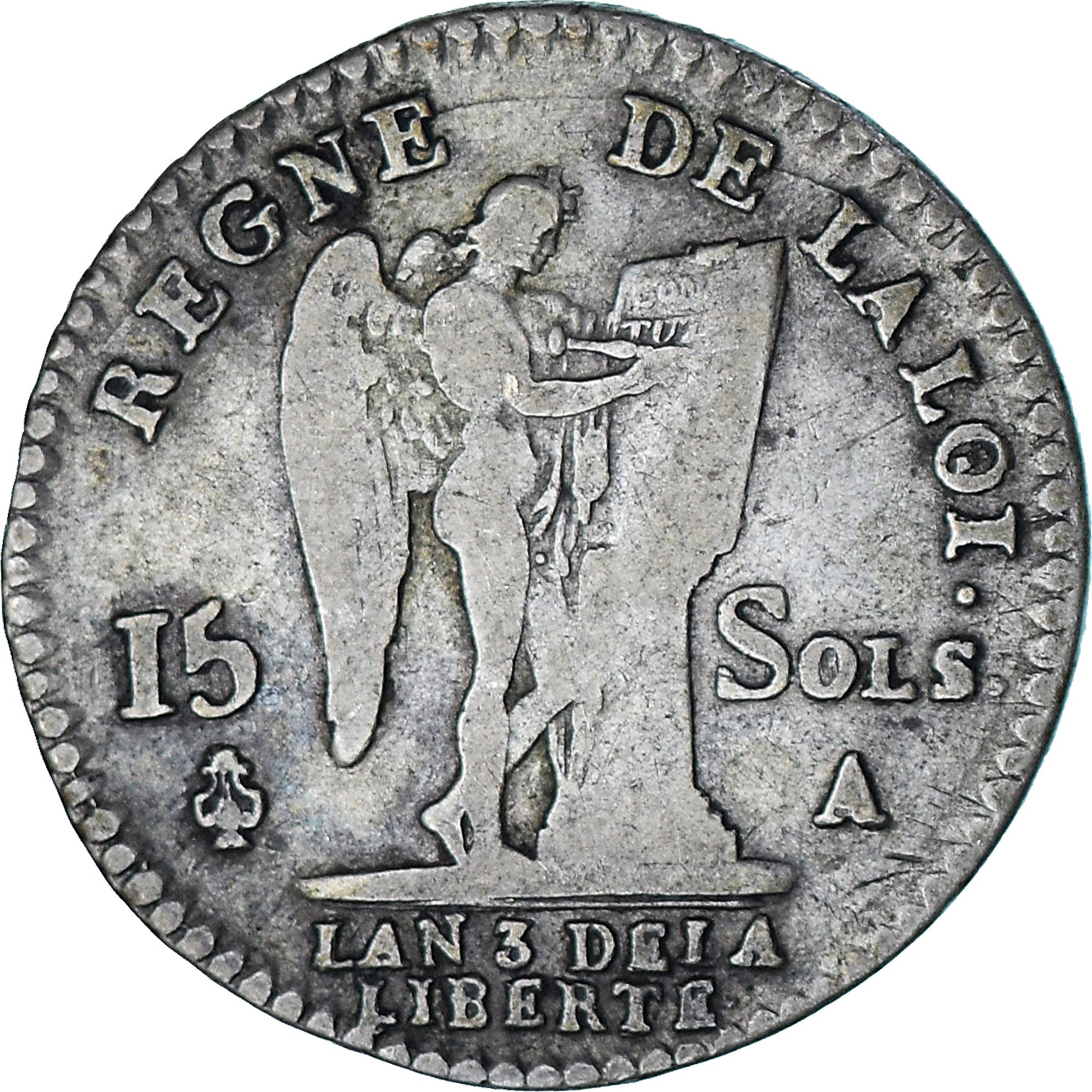 Frankreich, Louis XVI, 15 sols françois, 1791 / AN 3, Paris, S, Silber, KM:604
