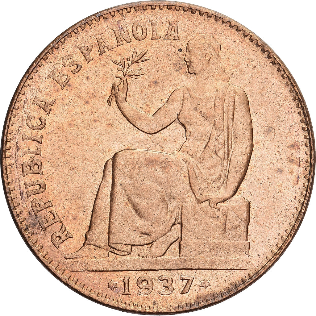 España, 50 Centimos, 1937, SC, Cobre, KM:754