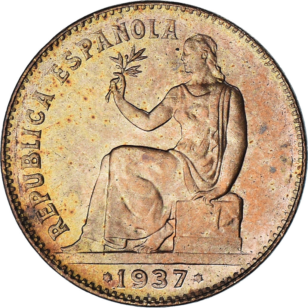 Spagna, 50 Centimos, 1937, SPL, Rame, KM:754
