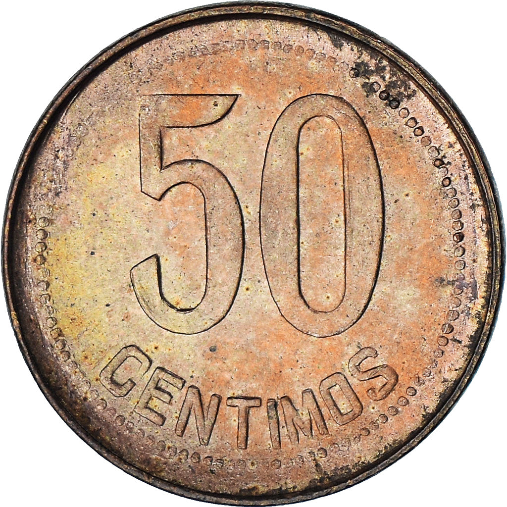 Spagna, 50 Centimos, 1937, SPL, Rame, KM:754