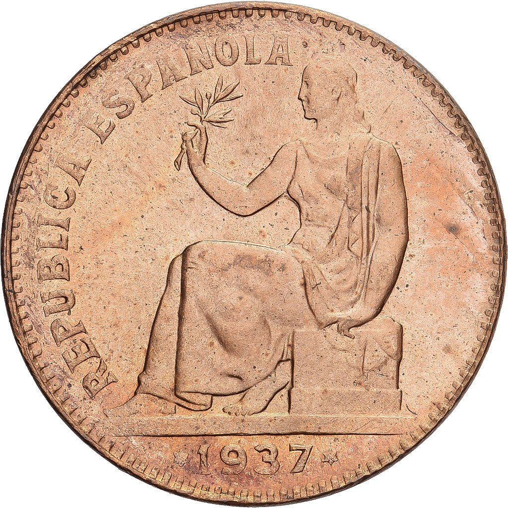 España, 50 Centimos, 1937, SC, Cobre, KM:754