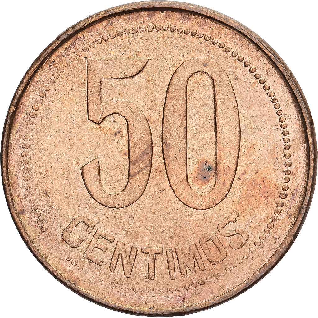 España, 50 Centimos, 1937, SC, Cobre, KM:754