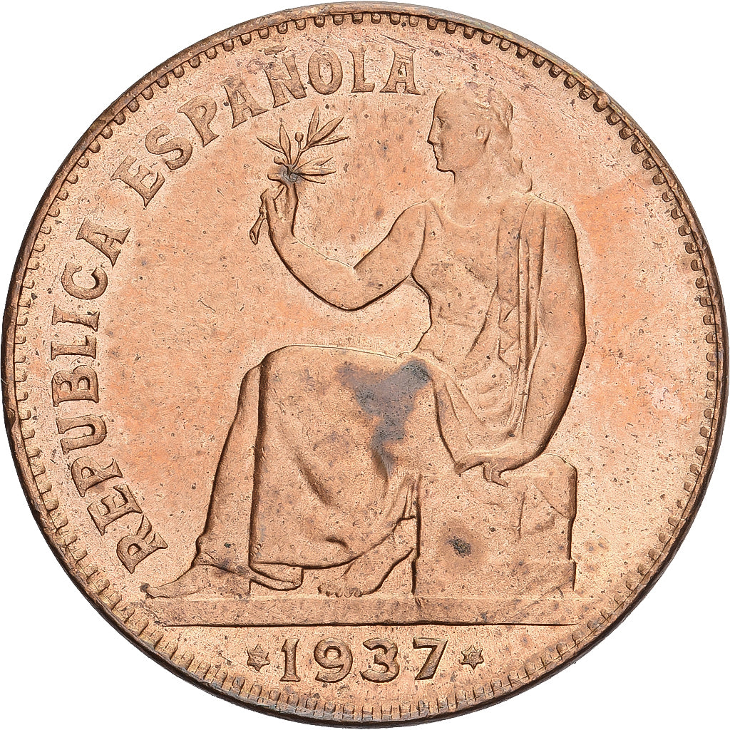Spanien, 50 Centimos, 1937, UNZ, Kupfer, KM:754