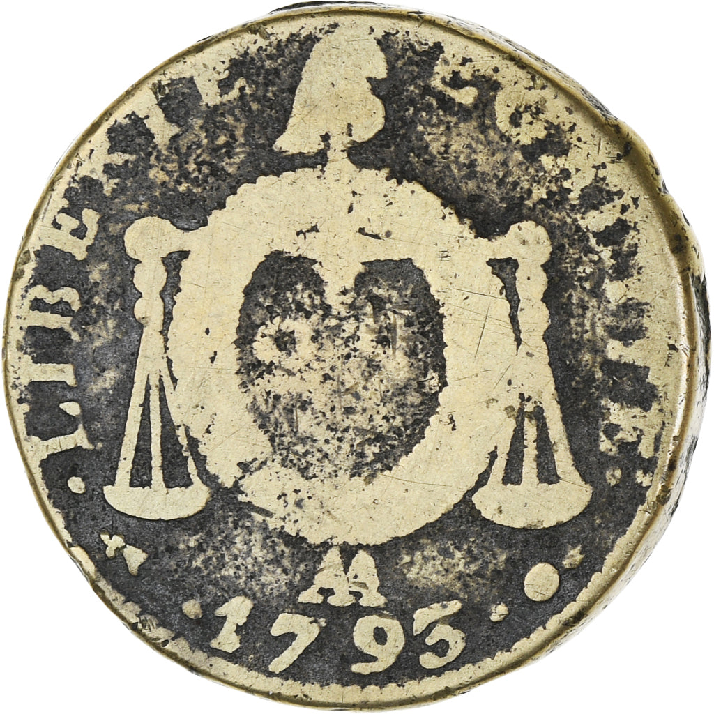 Frankreich, 2 sols aux balances daté, 1793 / AN II, Metz, Contemporary forgery