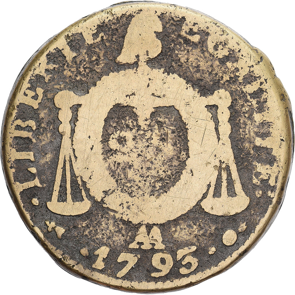 Frankrijk, 2 sols aux balances daté, 1793 / AN II, Metz, Contemporary forgery