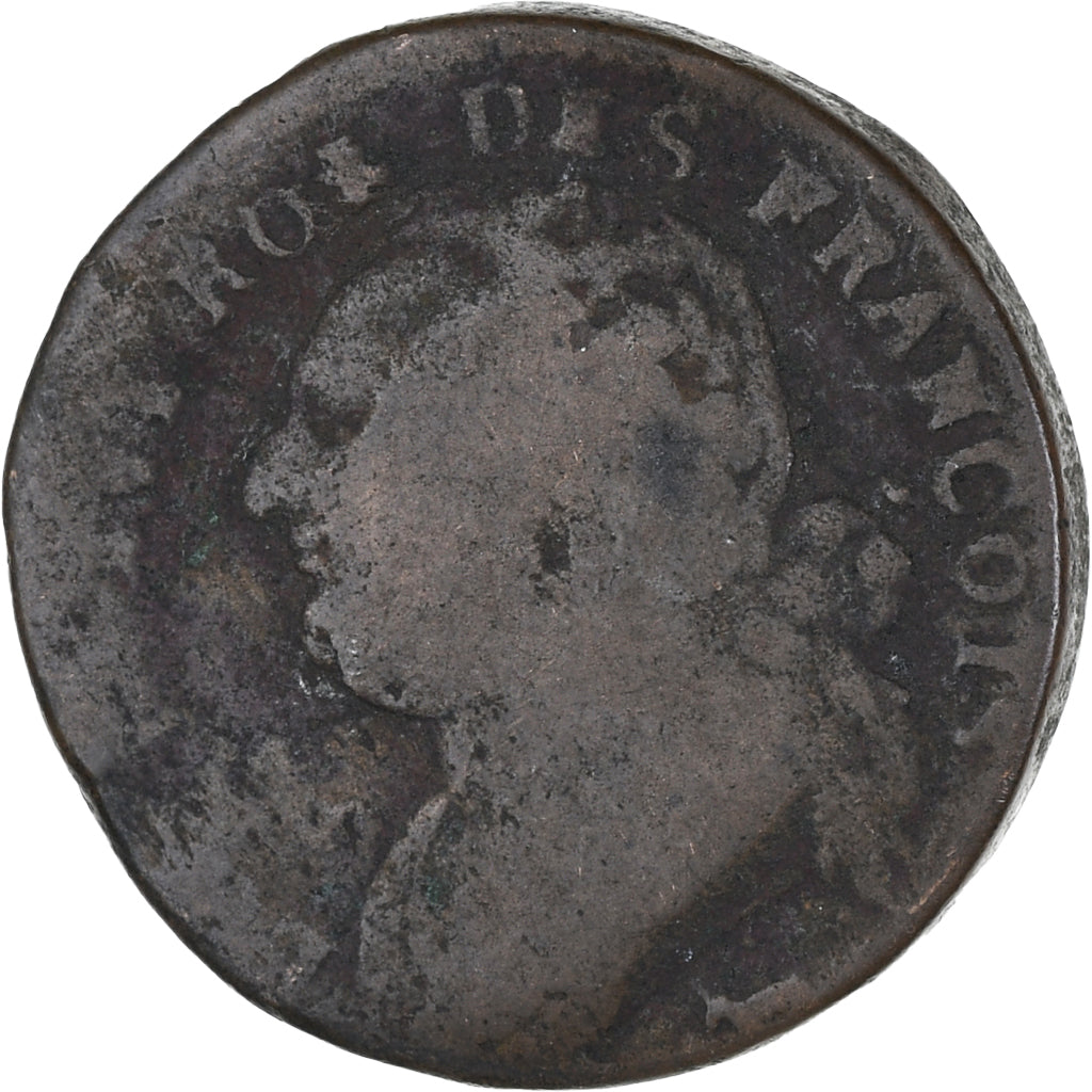 Frankreich, Béarn, Louis XVI, 12 deniers françois, 1793·5, Pau, S, Kupfer