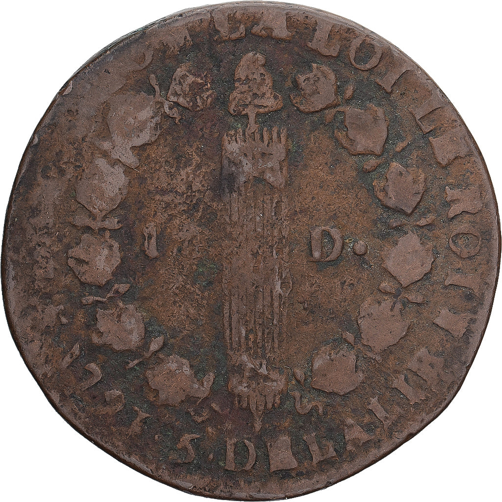 Francia, Béarn, Louis XVI, 12 deniers françois, 1793·5, Pau, BC+, Cobre