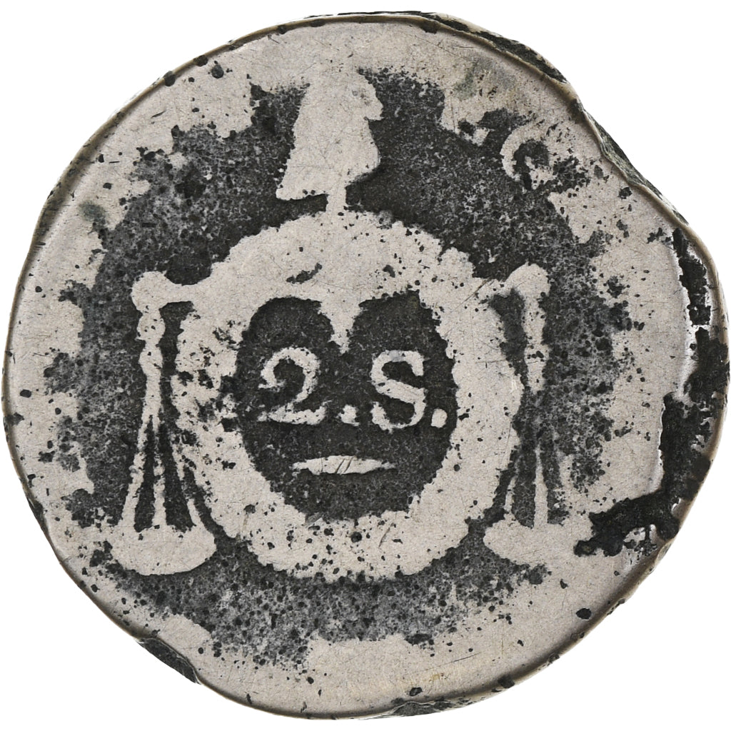 Frankreich, Béarn, 2 sols aux balances non daté, AN II, Pau, SGE+, Métal de