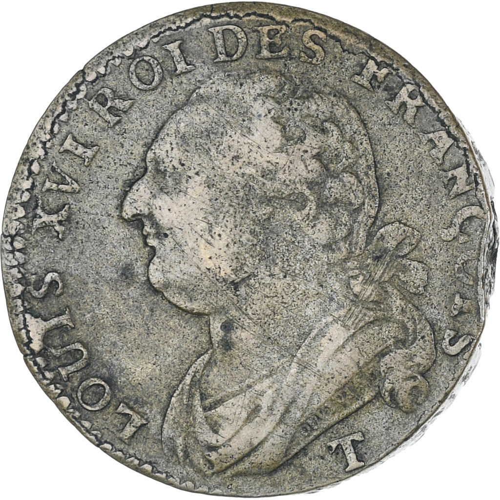 Frankreich, Louis XVI, 12 deniers françois, 1792⸱4, Nantes, Kupfer, SS