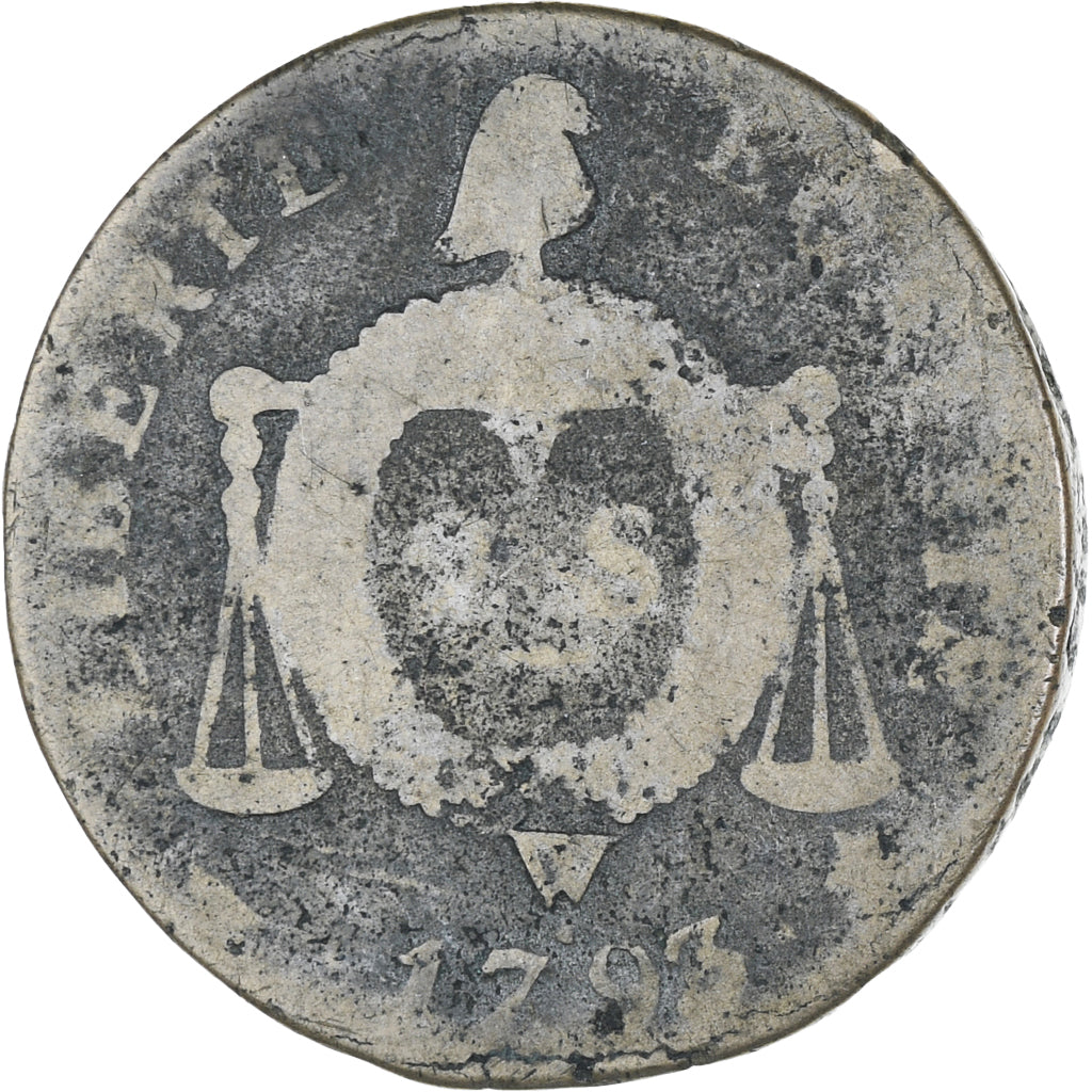 Frankreich, 2 sols à la Balance, 1793 / AN II, Arras, S, Métal de cloche