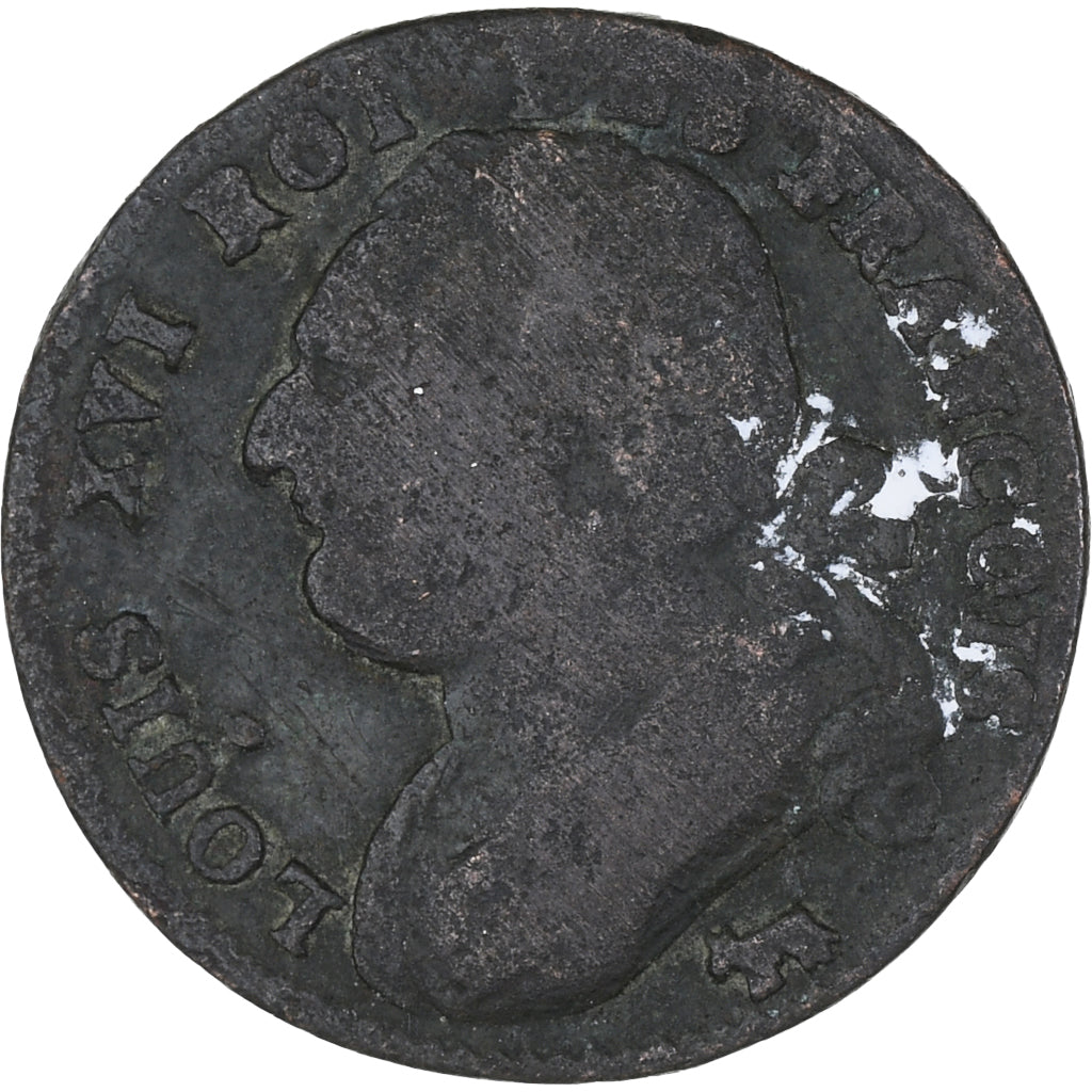 Frankreich, Béarn, Louis XVI, 12 deniers françois, 1792⸱4, Pau, S, Kupfer