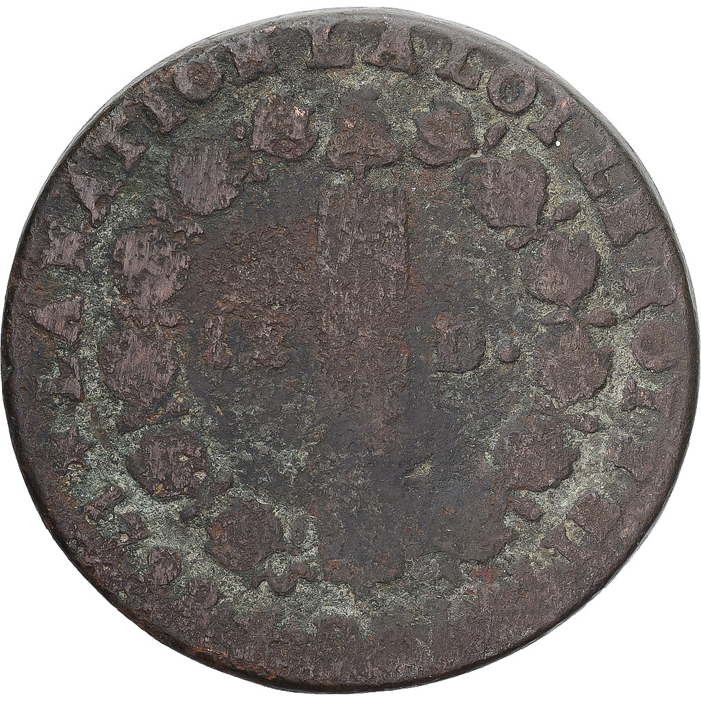 Francia, Béarn, Louis XVI, 12 deniers françois, 1792⸱4, Pau, BC+, Cobre