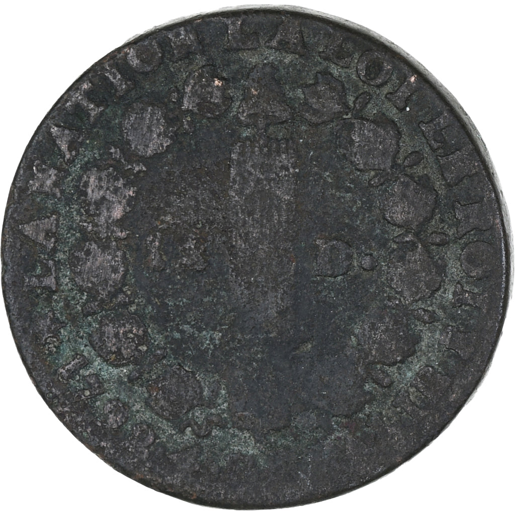 Frankreich, Béarn, Louis XVI, 12 deniers françois, 1792⸱4, Pau, S, Kupfer