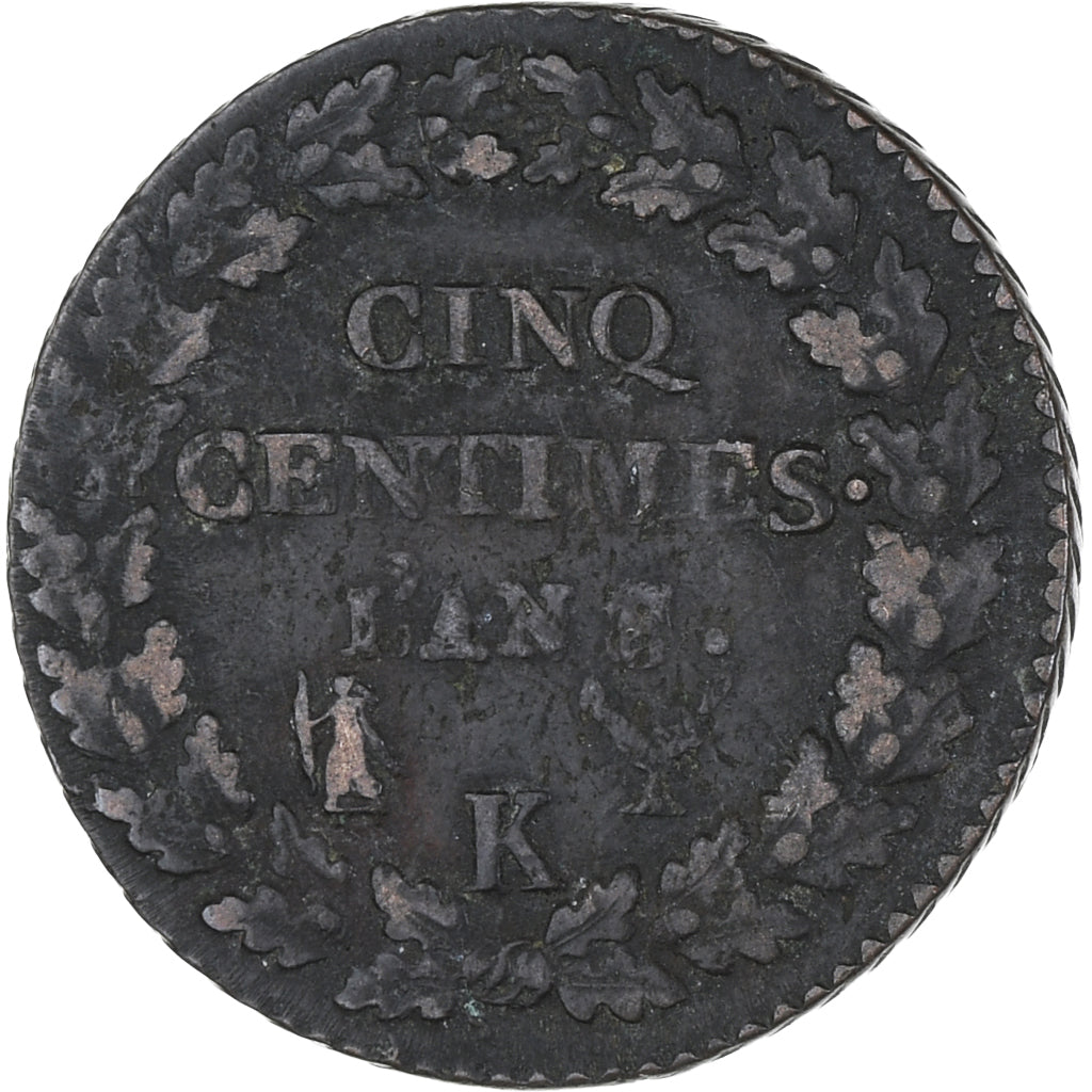 France, Dupré, 5 Centimes, AN 8/5, Bordeaux, TTB, Cuivre, Gadoury:126a, KM:640