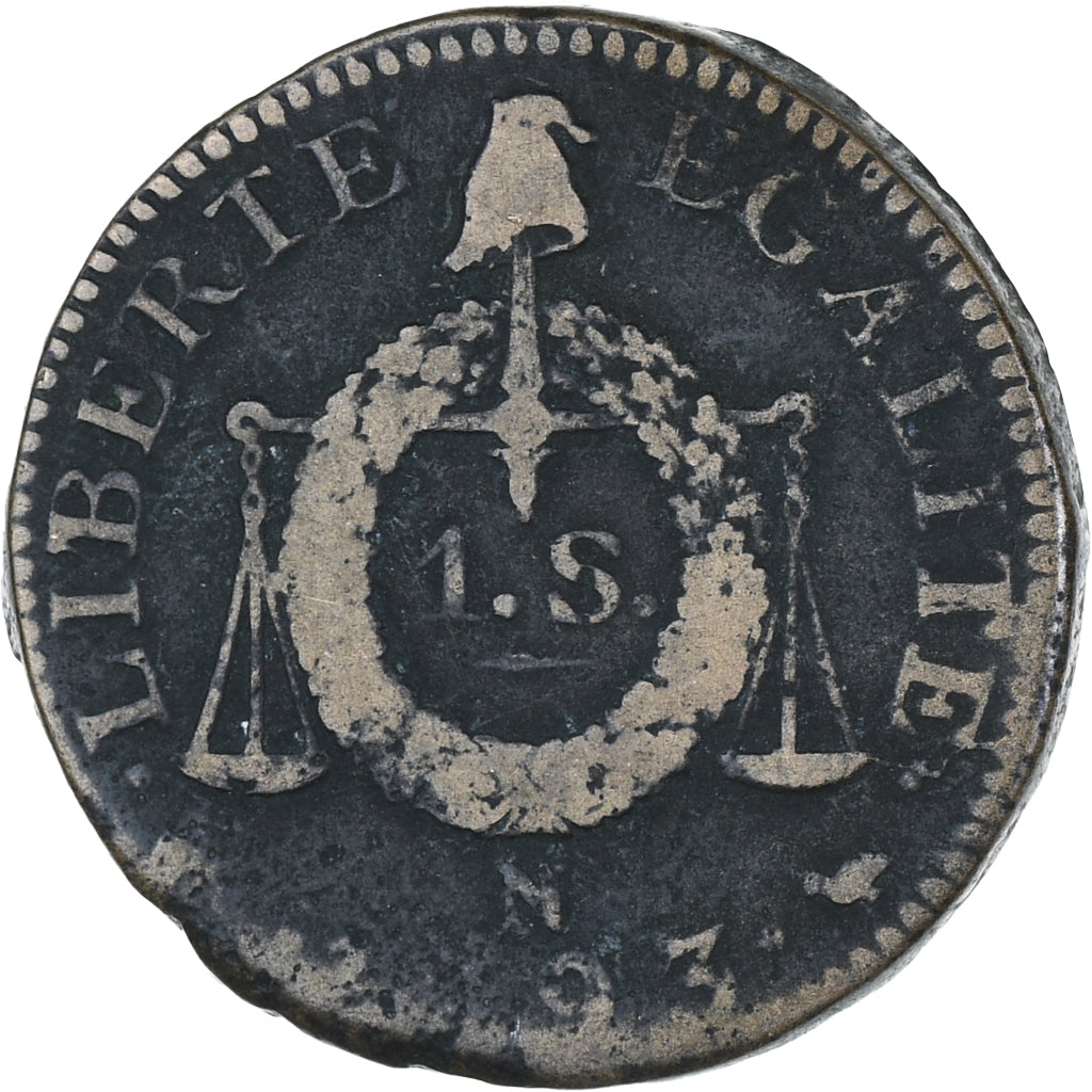 Frankreich, Sol aux balances françoise, 1793 / AN II, Montpellier, SS, Kupfer