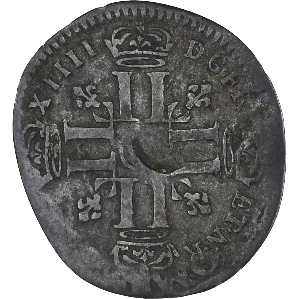 Frankrijk, Louis XIII, Quinzain (Douzain contremarqué), 1592, ZF, Billon