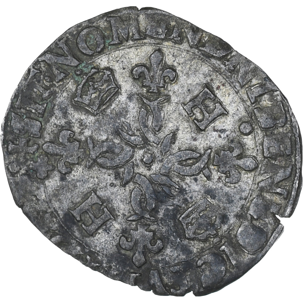 Francia, Henri II, Douzain aux croissants, Lyon, BC+, Vellón, Gadoury:357
