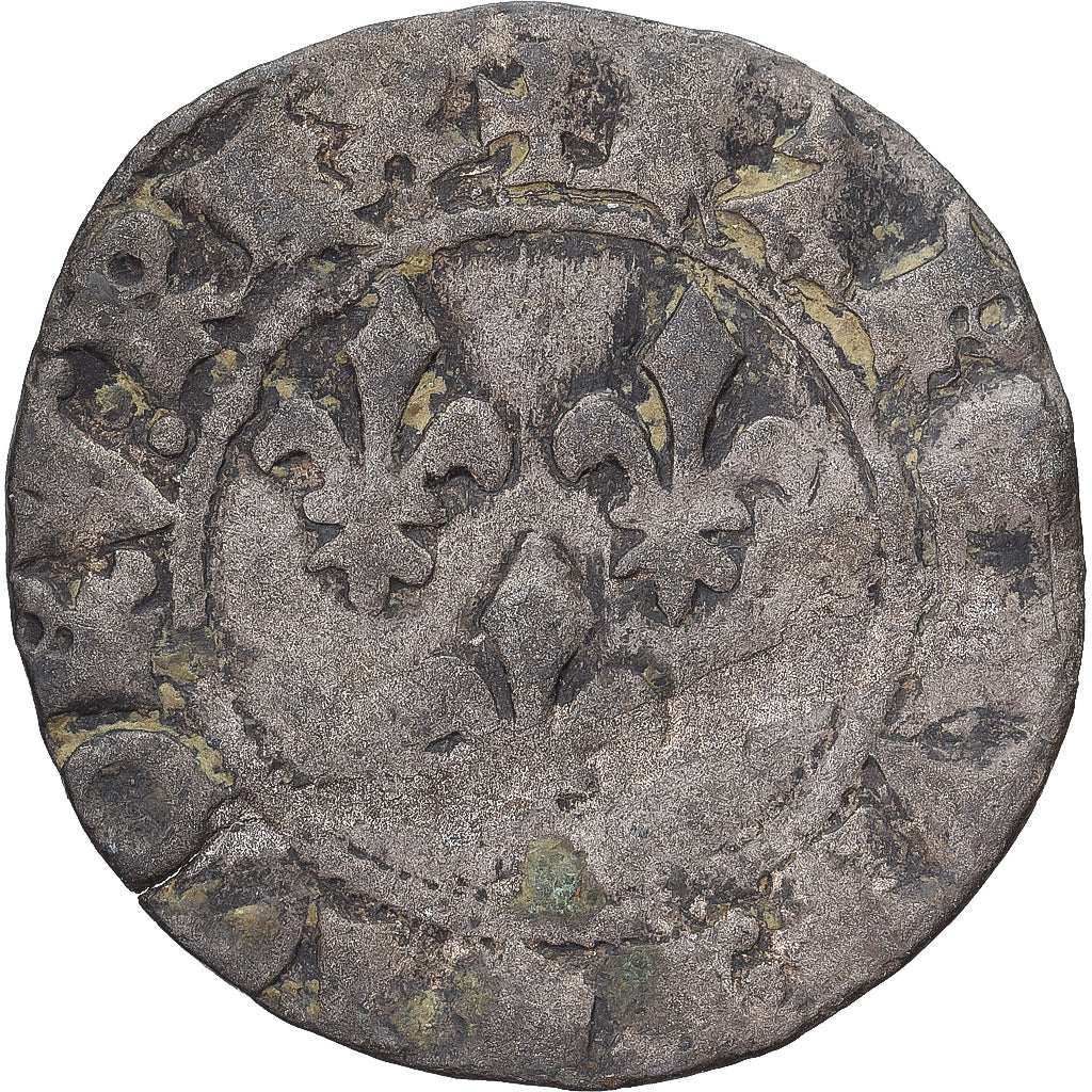 Francia, Charles VI, Double Tournois, Dijon, MB+, Biglione, Gadoury:393