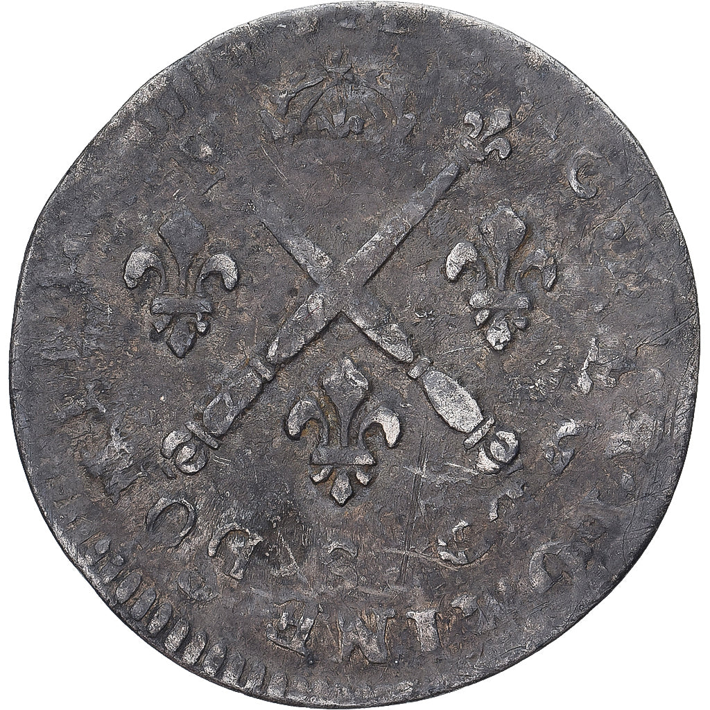 Francia, Louis XIV, 5 Sols aux insignes, 1702, Troyes, réformé, MB, Argento